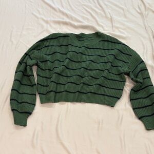 Cider Forest Green and Black Striped Sweater